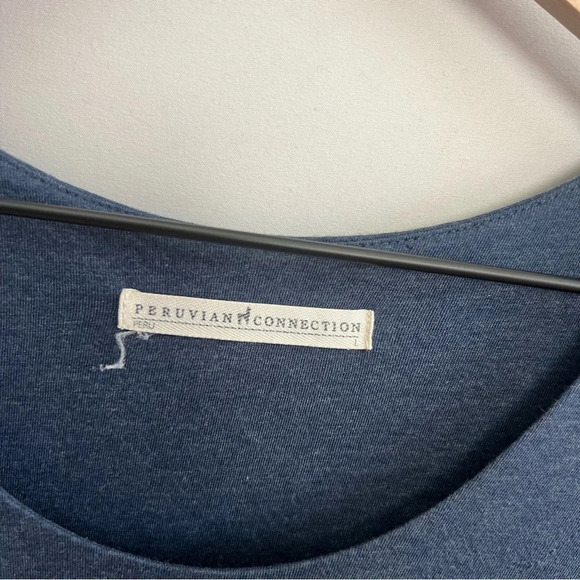 Peruvian Connection Blue 3/4 Sleeve Top - Picture 3 of 3
